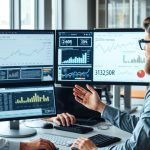 Experienced SEO professionals analyzing website data on multiple screens