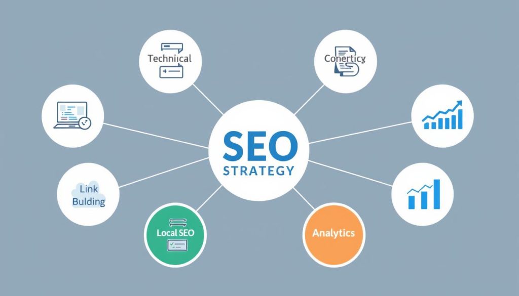 Multi-faceted SEO strategy visualization