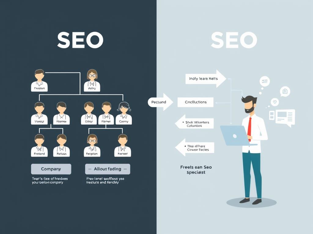 Comparison of SEO company structure versus freelance SEO specialist workflow Comparison of SEO company structure versus freelance SEO specialist workflow