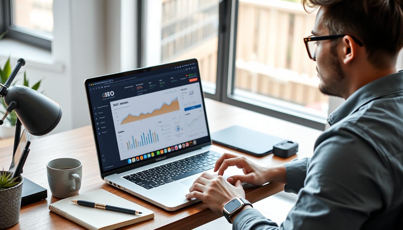 Freelancer working on SEO for their business to attract high-paying clients