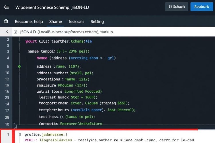 Local business schema markup implementation showing JSON-LD code