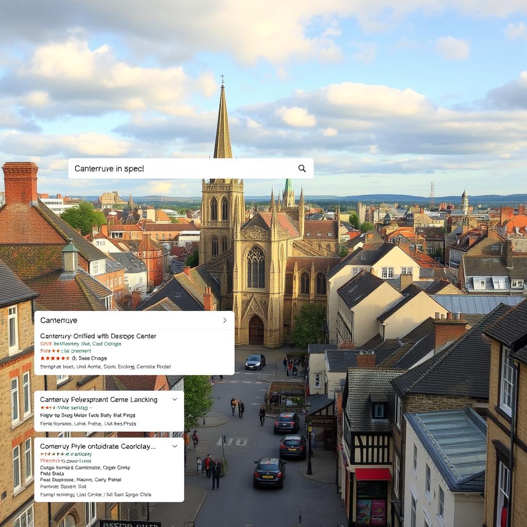 SEO optimization for Canterbury businesses showing historic city center SEO optimization for Canterbury businesses showing historic city center